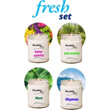 MELENERS 4 Adet Doğal Özel Seri Kokulu Dekoratif Kavanoz Mum 4X210 cc - Fresh Set - Ryl