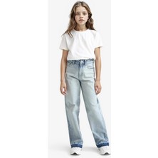 DeFacto 90's Wide Leg Geniş Paça Okul Jean Pantolon Kız Çocuk F7540A825AU