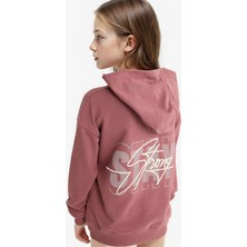 DeFacto Oversize Geniş Kalıp Kapüşonlu Sırt Baskılı Sweatshirt Kız Çocuk F2794A825AU