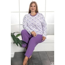 Farya Home Büyük Beden Pamuklu 2 Iplik Kışlık Uzun Kollu Pijama Takımı