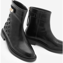 Marjin Kadın Tokalı Arkadan Fermuarlı Günlük Bot Himpa Siyah