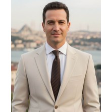 1001 Kravat Koyu Kahverengi Çizgili 8 Cm Genişliğinde Klasik Kravat