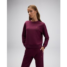 Ellesse Kadın Bordo Sweatshırt 2025 Sonbahar-Kış Desenli Pamuklu Kumaş