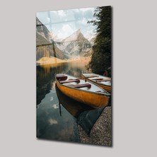 SteelArtDec Nehirdeki Kayıklar ve Doğa Manzarası - Cam Tablo - DEG0117