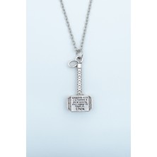 IDR Thor Çekici Gümüş Kaplama Düz Zincir Kolye