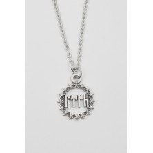 IDR Göktürkçe Türk Yazılı ve Yıldızlı Kolye - Düz Ezme İthal Zincirli Unisex Gümüş Kaplama - 60 cm