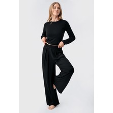 Artış Collection Uzun Kollu Crop Bol Paça Esnek Viskoz Pijama Takım 18210