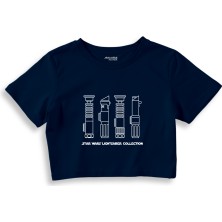 The Lucid Lab Star Wars Lightsaber Collection Crop Tişört - Lacivert