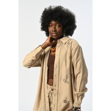 Orfeonegro Kadın Taş ve Pul Işlemeli  Oversize Kesim Gömlek