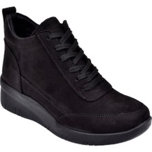 Beety Hakiki Deri Dolgu Taban Nubuk Kadın Bot BEE-375   Siyah Nubuk