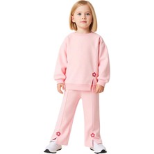 Ersefa Kız Çocuk Pamuk Karışımlı Çiçek Motifli Regular Fit Örme Iki Parça Takım Kaliteli Şık Rahat