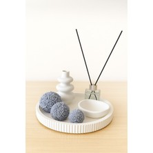 Nox Atelier Dekoratif Iskandinav Mini Vazo & Koku Şişesi & Gül Topu Mum Seti – 7 Parça Soft Modern Dekor Seti