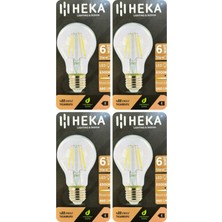 Avarson (4 Adet) Heka 6W (51W) 6500K (Beyaz Işık) E27 Duylu (Kalın Duy) LED Şeffaf Ampul