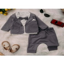 Gültekin Bebe Mini Pakel 3-12 Aylık Erkek Mendilli Hırkalı Üçlü TAKIM-1385300 - Füme