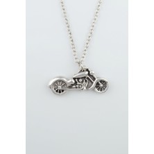 IDR Chopper Motor Gümüş Kaplama Düz Zincir Kolye