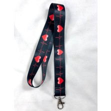 Hediyebum Siyah Kırmızı Kalp Ritmi Boyun Askısı