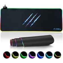 Misda Store Raptor 80X30CM Mikrofiber Yüzey/kaydırmaz Kauçuk Zemin 360° Rgb Dikişli Xl Mousepad - Siyah