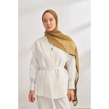 Yağ Yeşili Armanda Degrade Biyeli Müslin Şal 3359