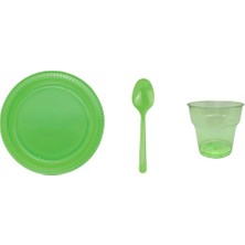Ambalaj Evi Yeşil Plastik Tabak Seti