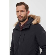 Adidas Paveric Fur Parka Opsiyonel Kürklü Kapüşonlu Regular Fit Uzun Erkek Mont Siyah