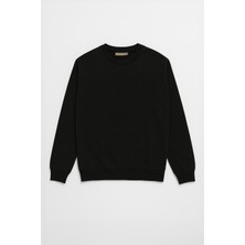 Markapia Man Erkek Bisiklet Yaka Düz Siyah Sweatshirt