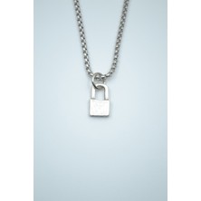 IDR Minimal Kilit Gümüş Kaplama Örme Zincir Kolye