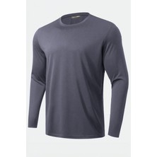 Ghassy Co. Erkek %100 Pamuklu Likralı Esnek Spor Koşu Günlük Antrenman Uzun Kollu Penye T-Shirt