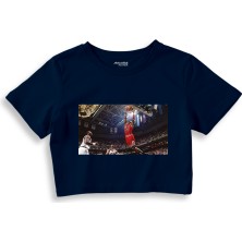 The Lucid Lab Michael Jordan Chicago Bulls 1997 Crop Tişört - Lacivert