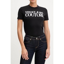 Versace Kadın Maglıetta T-Shırt Serıgrafıche T-Shirt - Siyah