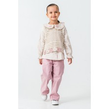 Kinderos Örme Çiçek Detaylı Kız Çocuk 3\'lü Takım - 26K 4479