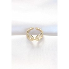 Claris Zirkon Taşlı Gold Renk Ayarlanabilir Yüzük