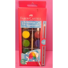 Faber-Castell 12'li Sulu Boya Çok Renkli Büyük Boy Seti Parlak Renkler ile Fırça Hediyeli