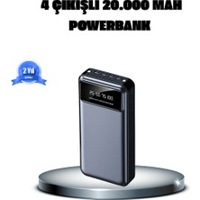 Teknodayım Powerbank 20000 Mah 4 Çıkışlı Hızlı Şarjlı ve LED Göstergeli