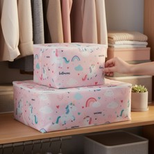 textile sweet 2'li Unıcorn Desenli Çocuk Odası Hurç Set Kıyafet Kazak Organizer Çocuk Hurç