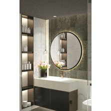 Wallover Design Kablosuz Pilli Ledli Ceviz Mdf Çerçeveii 4mm Kalite Dekoratif Ayna (Piller Hediye)