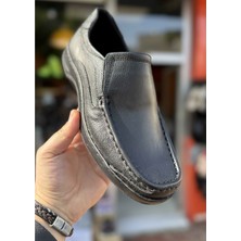 Ayakcity Erkek Günlük Hakiki Deri Full Ortopedik Taban Loafer Ayakkabı - Siyah - 40