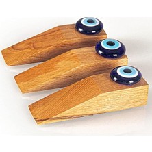 3 Adet Doğal Ahşap Nazar Boncuklu Kapı Stoperi