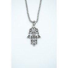 IDR Fatma Ana Eli Gümüş Kaplama Örme Zincir Kolye