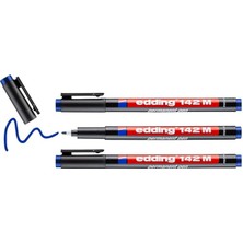 142 M Permanent Kalem, Asetat Kalemi, Mavi, 3'lü Set, 1 mm Yuvarlak Uç