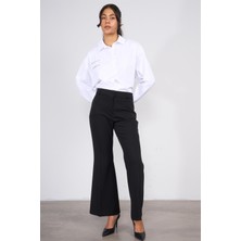 Miss Nisa 221-1 Siyah Kadın Kemerli Pantolon