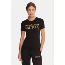 Versace Kadın Maglıetta T-Shırt Serıgrafıche T-Shirt - Siyah