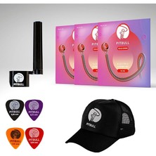 Misda Store Venüs Seri Elektro Gitar Teli Veg 10-60 7 Telli 3'lü Set + Pitbull Şapka, Pitbull Tel Sihirbazı,pitbull Pena Hediyeli