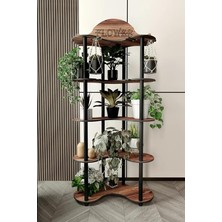 Misda Store Çiçeklik Saksılık Ceviz - Modern Siyah Ahşap Ayaklı, Siyah Renkli Retro Tasarım, Ev ve Ofis Dekorasyonuna Uygun, Çok Katlı Bitki Standı, Saksı Raf Ünitesi