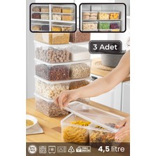 Bramble Life 3 Adet 2 Bölmeli 4,5 Lt Dikdörtgen Kapaklı Buzdolabı ve Buzluk Düzenleyici