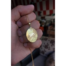 Özgür Takı 925 Ayar Gümüş 24 Ayar Altın Kaplama Resimli Plaka Kolye