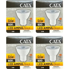 Avarson (4 adet) Cata 8W (50W) 3000K (Sarı Işık) GU10 DUYLU LED Spot Ampul