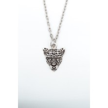 IDR Leopar Gümüş Kaplama Düz Zincir Kolye