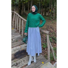 Lamelif Örgülü Kazak Zümrüt Yeşili