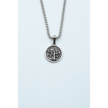 IDR Minimal Hayat Ağacı Gümüş Kaplama Örme Zincir Kolye