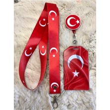 Hediyebum Türk Bayrağı Boyun Askı Ipi Yoyo ve Kartlık Set